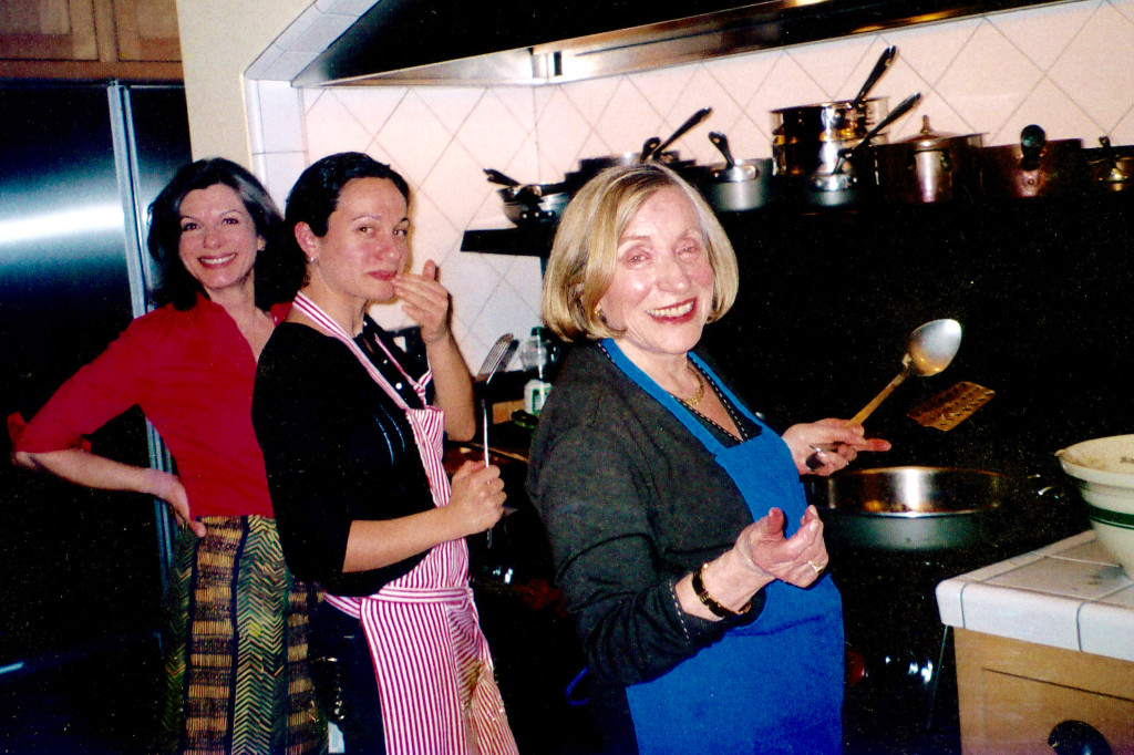 Three generations make latkes. From left: Amelia Saltsman; her daughter, Rebecca Saltsman; and Saltsman’s mother, Serilla Ben-Aziz. Credit: Copyright 2015 Amelia Saltsman