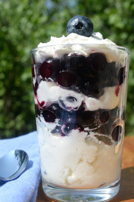 Blueberries and cream. 