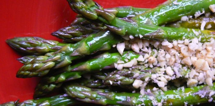 Warm Asparagus Spears with Pine Nuts
