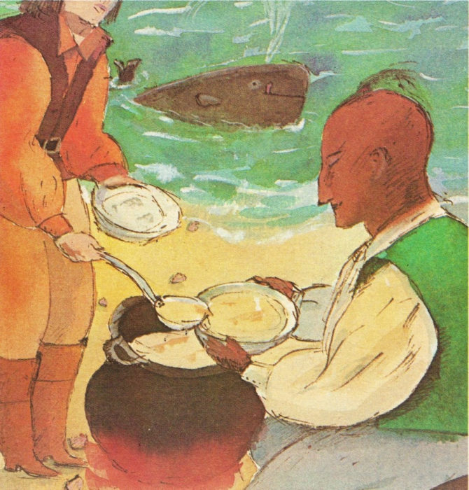 chowder being shared by Pilgrams and natives